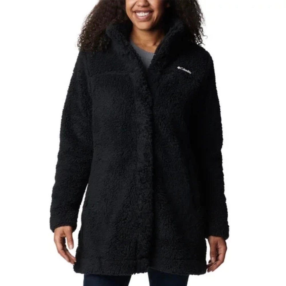 NEW Columbia Panorama Long Sherpa Funnel Neck Fleece Jacket Black XXL